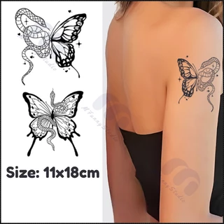 【MF Magic Tattoo】Hình Xăm Dán Tạm Thời Chống Nước Hình Bướm Da Rắn 15 Ngày 11 * 18CM