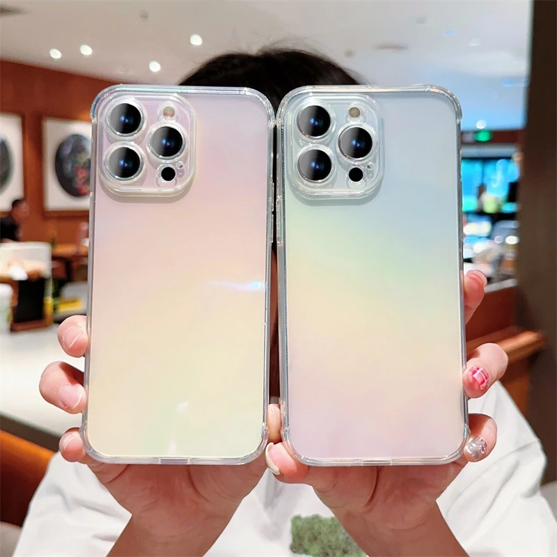 Ốp Điện Thoại tpu Trong Suốt Màu laser Cho iphone 15 pro max 14 13 12 11 pro max x xr xs max 7 8 plus se 2020