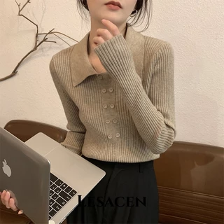 LESACEN Áo Len áo khoác cardigan hàn quốc Đơn giản Xu hướng Hàn Phong WMY23C0BM7 50Z231215