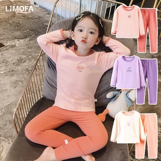 LJMOFA Bộ Đồ Ngủ 100% cotton Màu Sắc Kẹo Ngọt Dành Cho Bé Gái 3-9 Tuổi