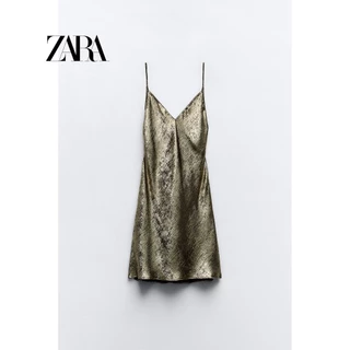 Zara Đầm Ngắn Phối Lá Kim Loại Thời Trang Mùa Đông Dành Cho Nữ 9305157