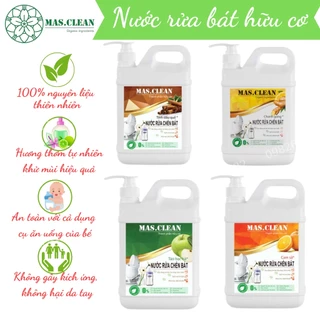 Nước rửa chén bát hữu cơ Mas.Clean - An toàn, sạch hiệu quả, không hại da tay - Chai 1.8l có vòi tiện dụng