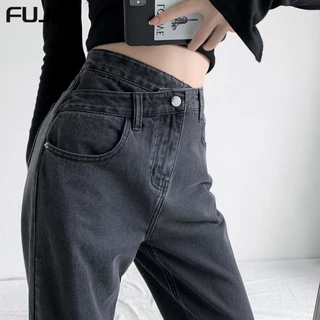 Quần jeans FUJIN WNK23A0SGN 43Z231025 ống rộng thoải mái thời trang dành cho nữ