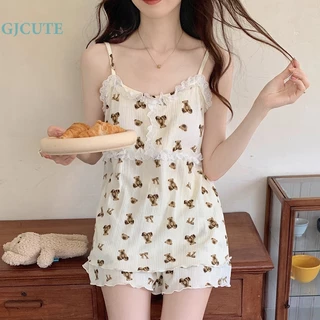 Gjcute Bộ Đồ Ngủ Hai Dây Có Đệm Ngực In Hoạt Hình Mùa Hè wtd Dành Cho Bạn Nữ