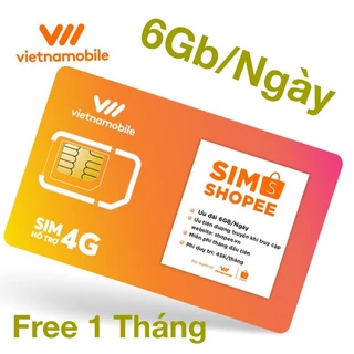 Sim Shopee Vietnamobile [6Gb/ngày - 180Gb/Tháng] Miễn Phí Data 1 Tháng
