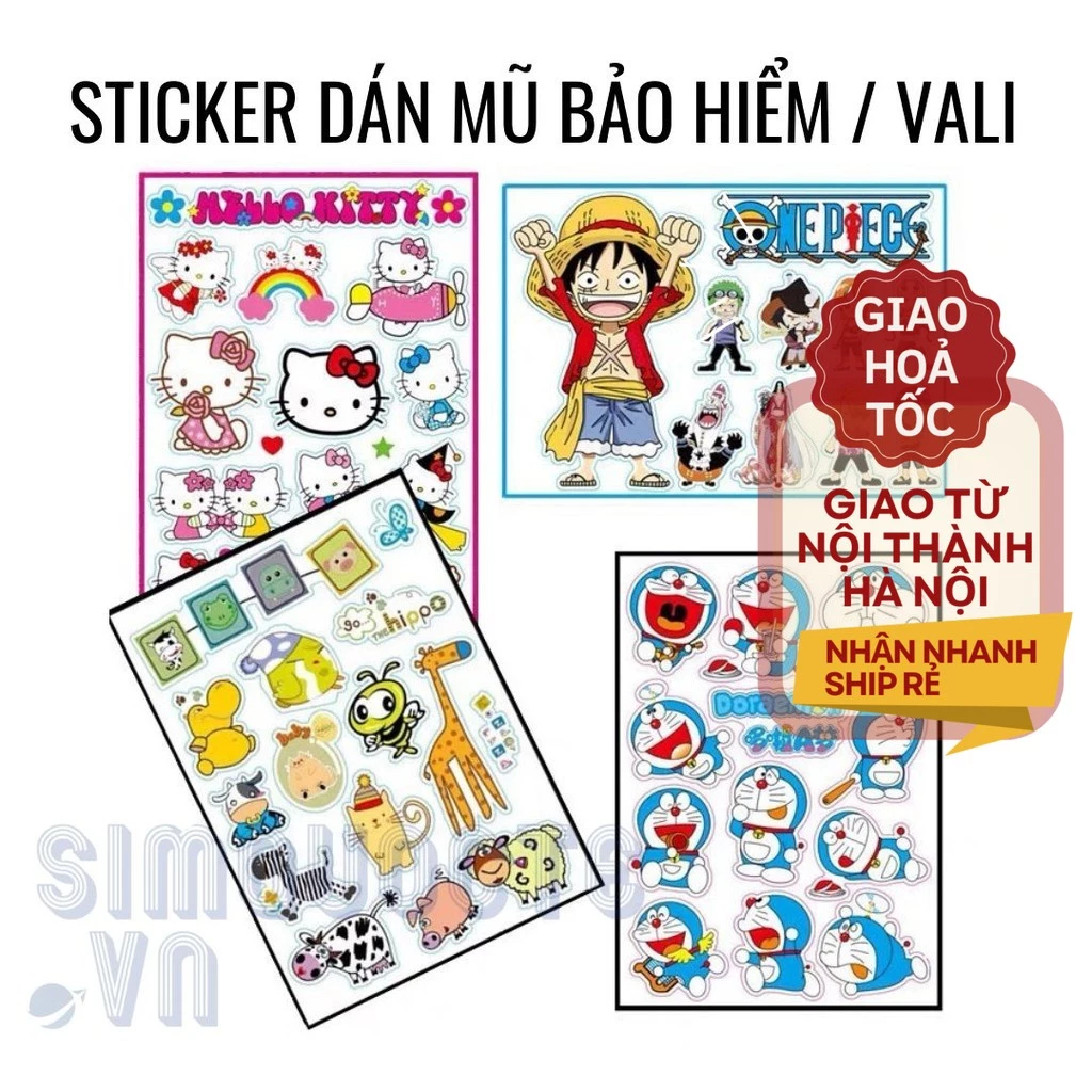 Sticker Miếng dán hoạt hình ANIME sticker dán mũ bảo hiểm, dán vali, dán laptop, dán bình nước ST224