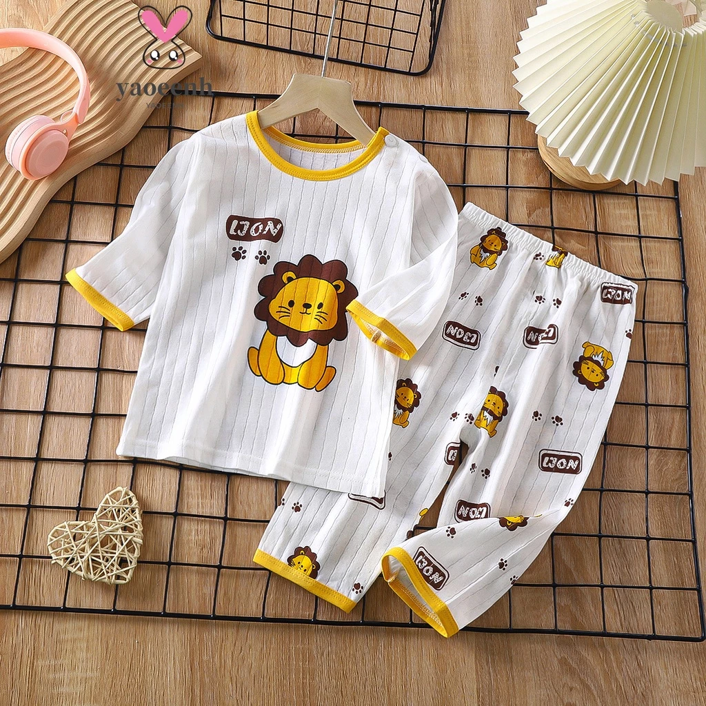 【YAOEENH】Bộ Đồ Mặc Ở Nhà Chất Liệu Cotton Mỏng Ba Món Thời Trang Mùa Hè Cho Bé 80-160cm
