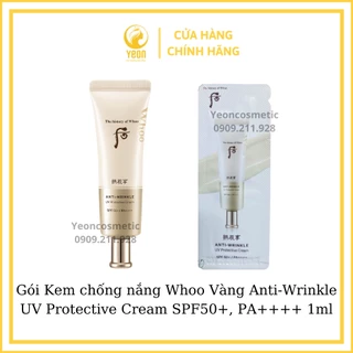 Gói Kem chống nắng Whoo Vàng Anti - Wrinkle UV Protective Cream SPF50+, PA++++ 1ml_YEONCOSMETIC