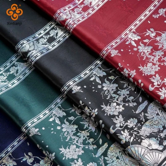 Vải Jacquard Phong Cách Hoàng Cung Hoa Sen Narcissus Luo Dian Màu Bạc / Vàng Kim Bằng Lụa Nhuộm Màu Trang Phục Hanfu Cổ Điển