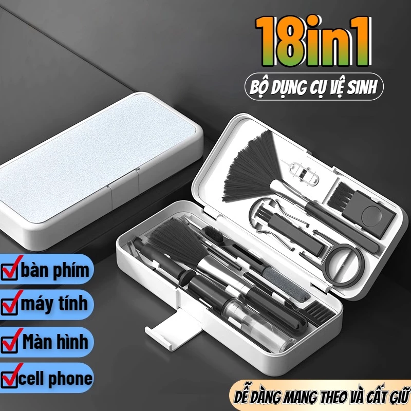 Bộ dụng cụ vệ sinh - Máy tính - Bàn Phím - Tai Nghe Airpod Đa Năng 18 in 1 Siêu Nhỏ Gọn