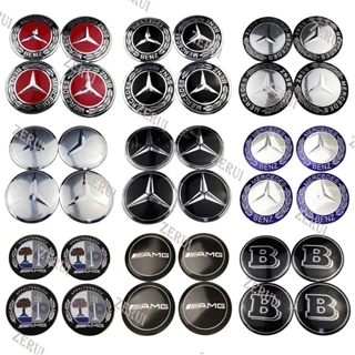 Bộ 4 Miếng Dán 56mm Bằng Kim Loại Dùng Trang Trí Bánh Xe Hơi Mercedes Benz AMG Brabus Apple