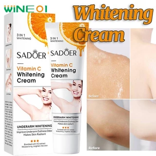 Sadoer Kem dưỡng trắng da nách Vitamin C Dưỡng ẩm Thuốc mỡ tẩy trắng Loại bỏ Melanin Làm mờ vết thâm Vùng kín Kem dưỡng da đầu gối Chăm sóc da toàn thân wine01