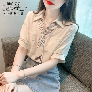 Áo Sơ Mi Chiffon Cao Cấp Tay Ngắn Cổ Polo Phong Cách Phương Tây Thời Trang Mùa Hè Cho Nữ