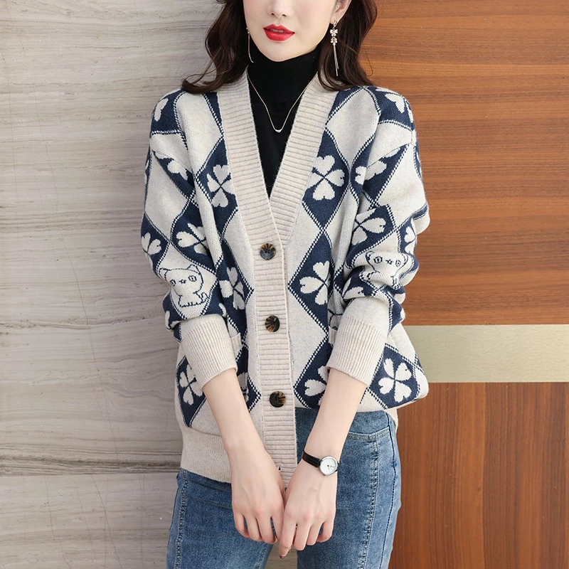 Áo Khoác cardigan Dệt Kim Cổ Chữ v Phong Cách Hàn Quốc Cho Nữ