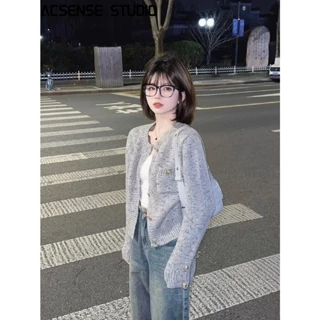 ACSENSE STUDIO Áo khoác dạ áo dạ tweed cardigan nữ Thời trang hàn quốc xu hướng thời trang WMY23906AE 41Z231008