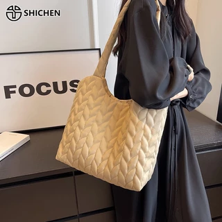 Shi chen Túi tote Đeo Vai cotton polycotton Thêu Họa Tiết Không Gian Sức Chứa Lớn Thời Trang Đa Năng Phong Cách Âu Mỹ