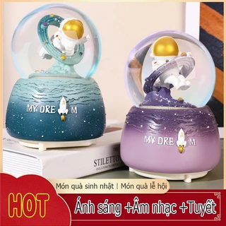 Hộp nhạc Crystal Astronaut Crystal, Box Flying Snow Everbright, máy tính để bàn tặng quà tặng quà tặng