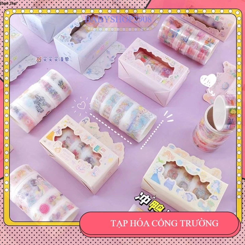 Hộp 4 cuốn washi tape Sticker, băng dán washi TỔNG KHO ĐỒ CHƠI TRẺ EM