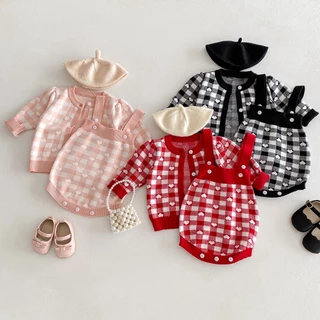 Bộ Áo Khoác cardigan Dệt Kim + Quần Dài Thời Trang Thu Đông Cho Bé Gái