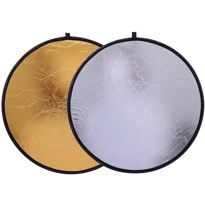 Tấm hắt sáng, tấm phản quang tròn 60cm/80cm/110cm 2 màu trong 1 vàng/bạc dùng tăng sáng cho chụp hình-LPERM