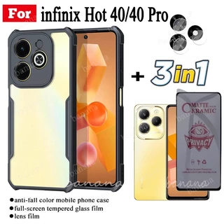 Ốp Điện Thoại Mềm Mặt Kính Cường Lực Chống Sốc 3 Trong 1 Cho infinix Hot 40 Pro infinix Hot40 Hot 40i