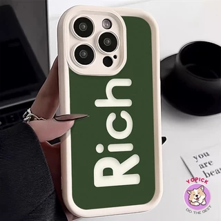 R rich rich Ốp Điện Thoại Silicon Chống Sốc Màu Trắng Đen Cho Iphone 15 14 13 12 11 xr pro xs max 6s78 se