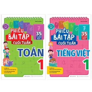 Sách Combo 2 cuốn Phiếu Bài Tập Cuối Tuần Toán và Tiếng Việt Lớp 1