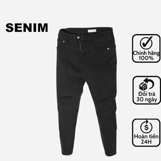 Quần jean nam SENIM, Quần bò vải Denim co giãn, form slimfit, quần jean đen S968