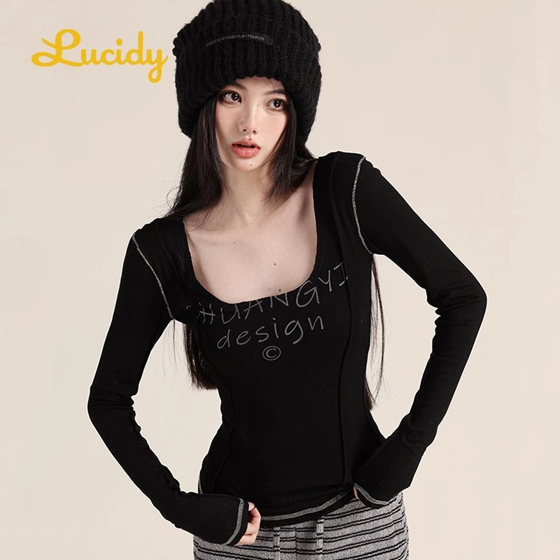 Lucidy  áo phông áo thun nữ croptop baby tee Thời trang hàn quốc Thời trang Trendy Phong cách Unique WTX2390AEZ 36Z230909