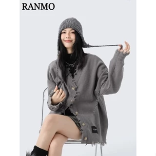 RANMO Áo Len Áo khoác cardigan Áo cardigan len thời trang xu hướng Trendy Thời trang A21K0HG38Z230921