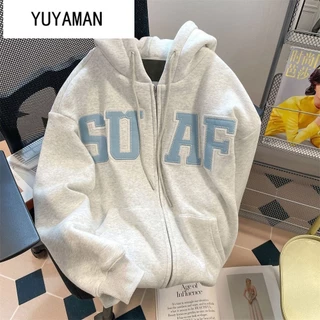 YUYAMAN Áo Khoác nữ hoodie zip áo khoácnữ Chất lượng thời trang thoải mái A98J5CG