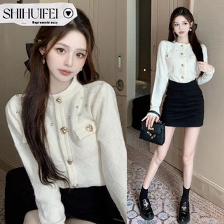 SHIHUIFEI Áo Len áo khoác cardigan Hàn Phong Dễ thương Minimalist Đơn giản WMY23A0T2B 46Z231116