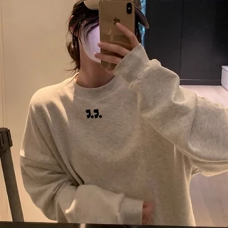 Áo Sweater Cổ Tròn Dáng Rộng Phong Cách Mỹ Thời Trang Mùa Thu Cho Nữ