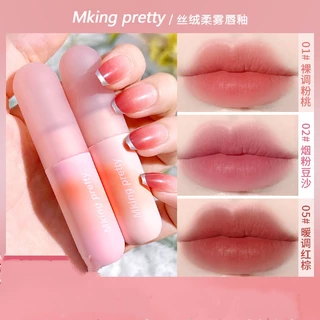 Velvet mềm sương mù môi bùn phụ nữ mờ không dễ khử màu không dễ dính cốc học sinh son bóng nhỏ