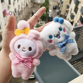 Móc Khóa Hình Thú Nhồi Bông Hello Kitty Kuromi My Melody Cinnamoroll Plushie Dễ Thương