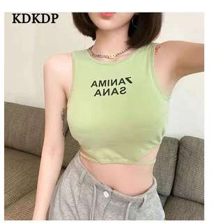 Kdkdp Áo tank top Không Tay In Chữ Đơn Giản Thời Trang Mùa Xuân 2023 Dành Cho Nữ