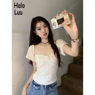 Halo  Luu áo phông áo thun nữ croptop baby tee Dễ thương Fashion Đơn giản Phong cách WTX23A0STG 48Z231129