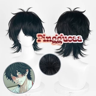 Anime Yarichin B Club Jimmy Toru Fujisaki Cosplay Wig 38cm Black Green Short Wigs Heat Resistant Synthetic Hair