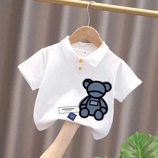 Áo Thun polo cotton Nguyên Chất Tay Ngắn In Họa Tiết Hoạt Hình Dễ Thương Thời Trang Mùa Hè Cho Bé Trai