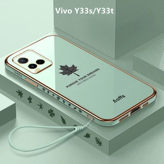 Ốp Lưng Vivo Y33s Mạ điện Lá phong Mềm Ốp Điện Thoại Vivo Y33s