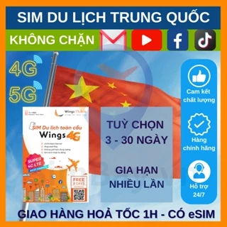 Sim Trung Quốc du lịch tốc độ cao dung 60GB lượng khủng 3 5 7 10 15 ngày không chặn mạng xã hội mạng 4G 5G China mobile