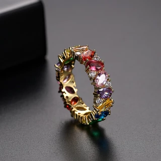 Nhẫn Đính Đá zircon Nhiều Màu Sắc Thời Trang Âu Mỹ Cho Nữ