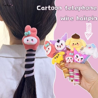 Sanrio Dây Buộc Tóc Co Giãn Hình Cầu Vồng Dễ Thương Cho Nữ