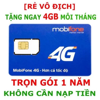 SIM 4G MOBI TRỌN GÓI 1 NĂM 48GB 36GB Tốc Độ Mạng Cực Mạnh Mua 1 Lần Dùng Cả Năm