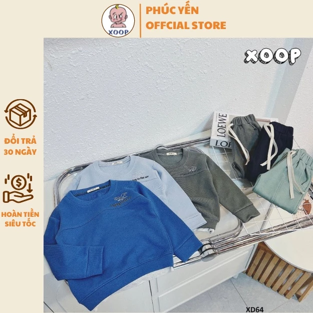 Đồ Mặc Bộ dài tay XOOP cotton da cá in họa tiết dễ thương cho bé (10-21kg) XD64 ,Đồ bộ thời trang Shop Phúc Yến