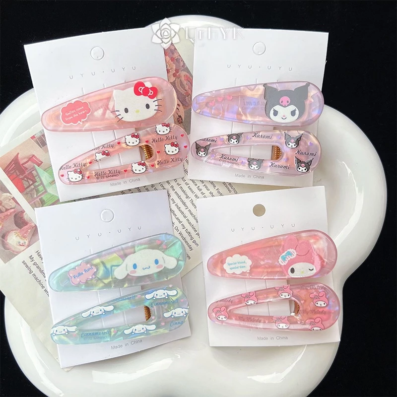 SANRIO Qr Set 2 Kẹp Tóc hello kitty / melody / cinnamoroll Xinh Xắn Cho Bé Gái Mới