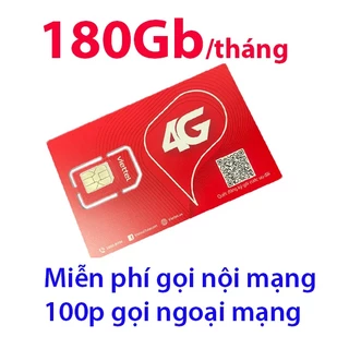 Sim Viettel 4G V180B 6GB/ngày + 100Phút gọi ngoại mạng + FRee Gọi nội mạng chỉ với 180k/tháng