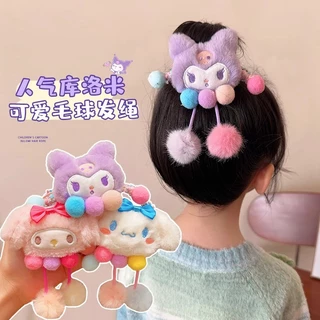 Dây Buộc Tóc Phủ Lông Hình sanrio Dễ Thương Cho Bé Gái