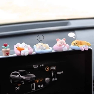 New Car Accessories Decoration Cute Piggy Car Interior Center Console Screen Rearview Mirror Decoration Decompression Doll 1D2i