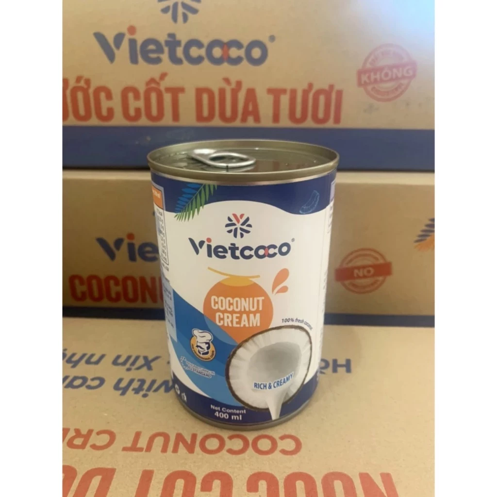 Nước cốt dừa tươi VIETCOCO thơm ngậy - Lon 400ml – Dung Dịch Sữa Đồng Nhất, Không Tạp Chất